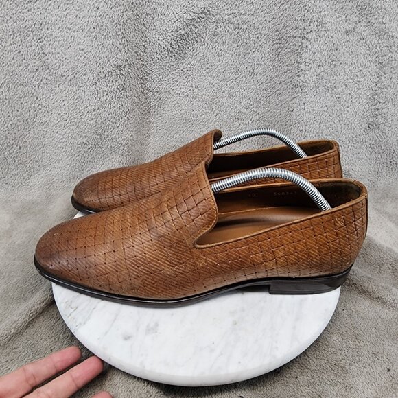Aquatalia Shoes Mens Size 10 Brown Leather Loafer *Read*